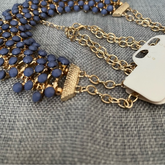 Egyptian Revival Bib Collar Necklace Opaque Bluish/Purple Stone Pin Cushion - Picture 9 of 16